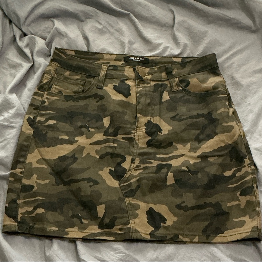 American Bazi Camouflage A-Line Skirt - Green and Brown